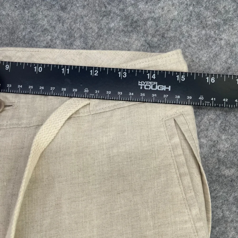 Tasso Elba Pants Men 30x30 Beige 100% Linen Drawstring Straight Leg Trousers